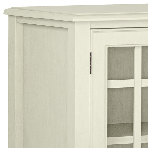 English Elm Connaught Low Storage Cabinet - Timeless Antique White Charm With Glass Doors & Adjustable Shelves B136P158530