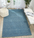 Nourison Perris PERR1 Handmade Woven No Border Indoor Only Contemporary  Rug Denim, Blue 100% Wool 99446222626