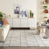 Nourison Vail VAI01 Handmade Tufted No Border Indoor Only Modern  Rug White Blue, White Blue 100% Wool 99446794192