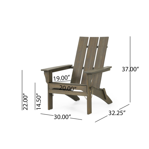 English Elm Zuma Solid Acacia Foldable Adirondack Chair Rustic Outdoor Lounger for Deck or Patio 68319.00GRY