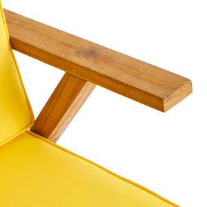 English Elm Champlain Outdoor Acacia Wood Rocking Chair with Cross-back Design and Cushions Teak+Yellow 62685.00YLW