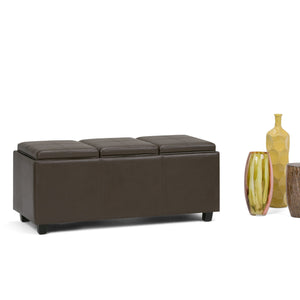English Elm Avalon Chocolate Brown Storage Ottoman – Stylish Faux Leather With Hidden Storage & Serving Trays B136P158110