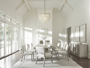 Bernhardt Bernhardt Tempo 90" Dining Table With Wire-Brushed Oak Top, Satin Nickel Metal Band Accents K2134