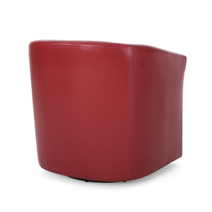 English Elm Swivel Barrel Club Chair Upholstered 360 Degree Base for Living Room Reading Nook Red 57685.00RED