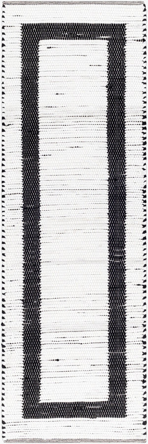 Livabliss Jean Handwoven Flatweave Runner Rug Recycled Fabric Jute Blend for Hallway Entryway Ivory, Black 2'6" x 8' JEA2303-268