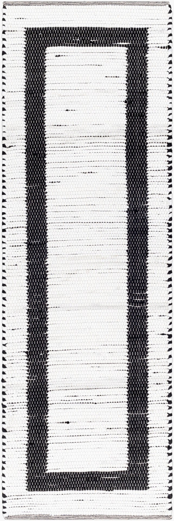 Livabliss Jean Handwoven Flatweave Runner Rug Recycled Fabric Jute Blend for Hallway Entryway Ivory, Black 2'6" x 8' JEA2303-268