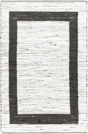 Livabliss Jean Handwoven Flatweave Runner Rug Recycled Fabric Jute Blend for Hallway Entryway Ivory, Black 9' x 12' JEA2303-912