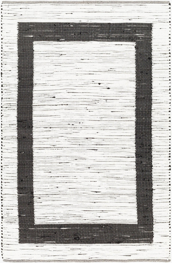 Livabliss Jean Handwoven Flatweave Runner Rug Recycled Fabric Jute Blend for Hallway Entryway Ivory, Black 9' x 12' JEA2303-912