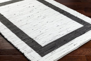 Livabliss Jean Handwoven Flatweave Runner Rug Recycled Fabric Jute Blend for Hallway Entryway Ivory, Black 9' x 12' JEA2303-912
