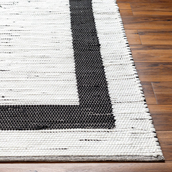 Livabliss Jean Handwoven Flatweave Runner Rug Recycled Fabric Jute Blend for Hallway Entryway Ivory, Black 9' x 12' JEA2303-912