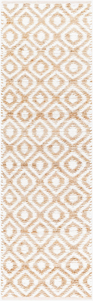 Livabliss Jean Handwoven Jute Runner Rug Flatweave Bohemian Hallway Accent in Natural Fiber White, Tan 2'6" x 8' JEA2305-268