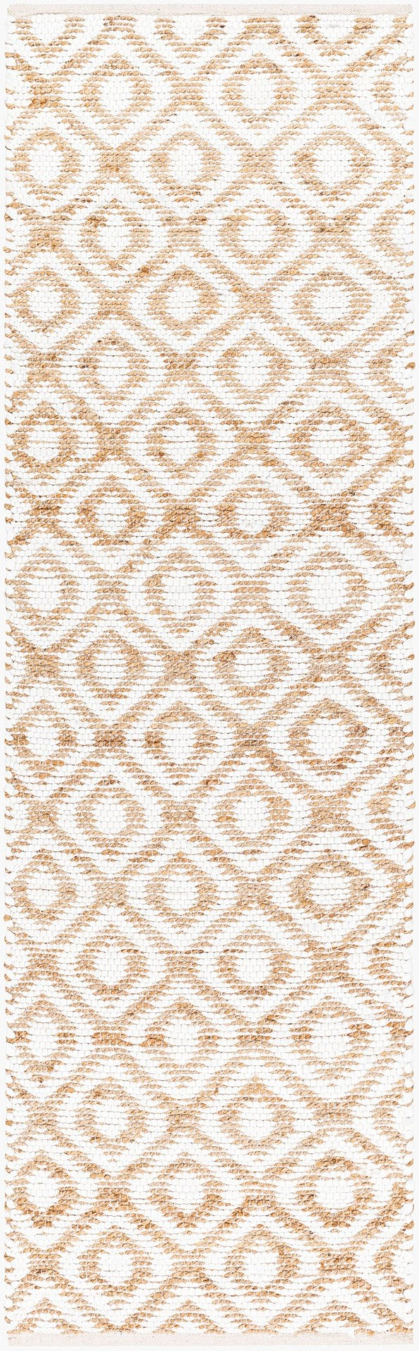 Livabliss Jean Handwoven Jute Runner Rug Flatweave Bohemian Hallway Accent in Natural Fiber White, Tan 2'6" x 8' JEA2305-268