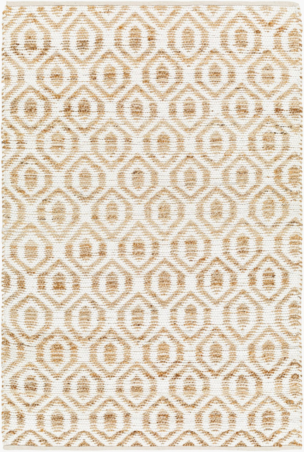 Livabliss Jean Handwoven Jute Runner Rug Flatweave Bohemian Hallway Accent in Natural Fiber White, Tan 6' x 9' JEA2305-69