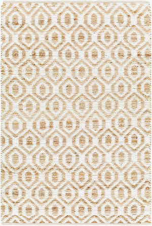 Livabliss Jean Handwoven Jute Runner Rug Flatweave Bohemian Hallway Accent in Natural Fiber White, Tan 6' x 9' JEA2305-69