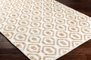 Livabliss Jean Handwoven Jute Runner Rug Flatweave Bohemian Hallway Accent in Natural Fiber White, Tan 6' x 9' JEA2305-69
