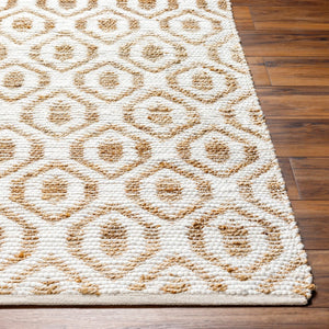 Livabliss Jean Handwoven Jute Runner Rug Flatweave Bohemian Hallway Accent in Natural Fiber White, Tan 6' x 9' JEA2305-69