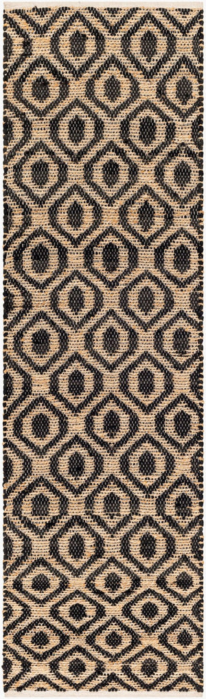 Livabliss Jean Handwoven Jute Recycled Fabric Flatweave Runner Rug for Hallways and Entryways Black, Tan 2'6" x 8' JEA2306-268