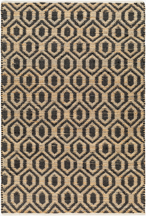 Livabliss Jean Handwoven Jute Recycled Fabric Flatweave Runner Rug for Hallways and Entryways Black, Tan 27" x 45" JEA2306-2745