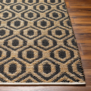 Livabliss Jean Handwoven Jute Recycled Fabric Flatweave Runner Rug for Hallways and Entryways Black, Tan 2'6" x 8' JEA2306-268