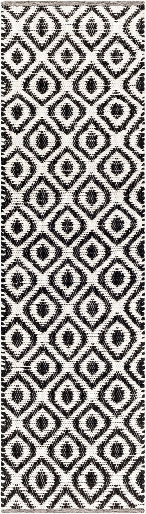 Livabliss Jean Handwoven Jute Recycled Fabric Flatweave Runner Rug for Hallway or Entryway Ivory, Black 2'6" x 8' JEA2307-268
