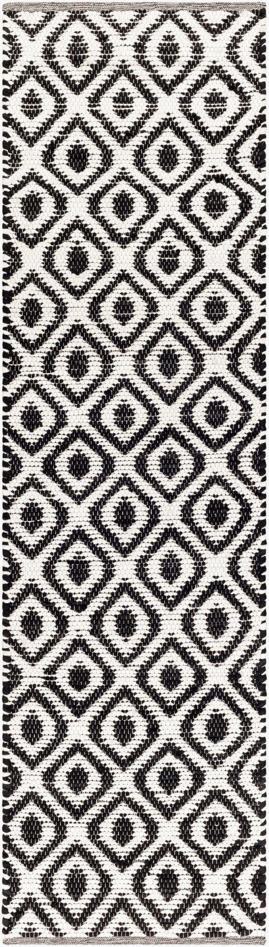 Livabliss Jean Handwoven Jute Recycled Fabric Flatweave Runner Rug for Hallway or Entryway Ivory, Black 2'6" x 8' JEA2307-268
