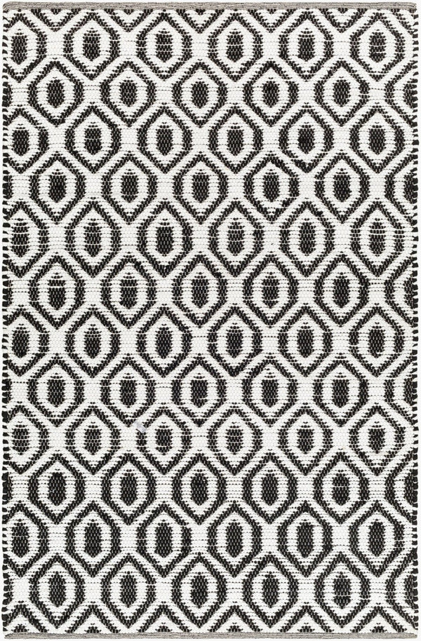 Livabliss Jean Handwoven Jute Recycled Fabric Flatweave Runner Rug for Hallway or Entryway Ivory, Black 9' x 12' JEA2307-912