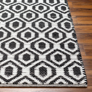 Livabliss Jean Handwoven Jute Recycled Fabric Flatweave Runner Rug for Hallway or Entryway Ivory, Black 9' x 12' JEA2307-912