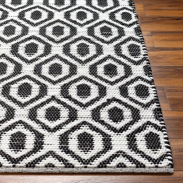 Livabliss Jean Handwoven Jute Recycled Fabric Flatweave Runner Rug for Hallway or Entryway Ivory, Black 9' x 12' JEA2307-912