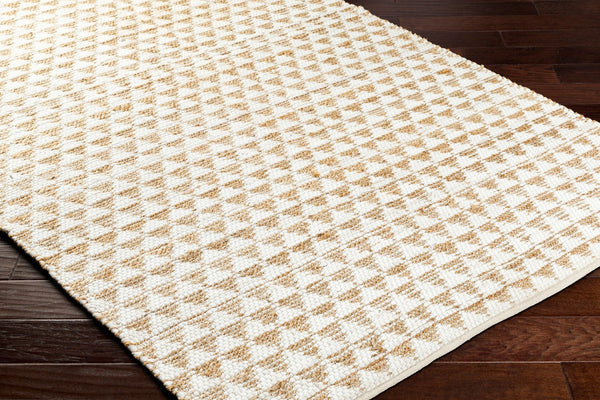 Livabliss Jean Handwoven Flatweave Runner Recycled Fabric Jute Artisan Craft for Hallway or Kitchen Ivory, Beige 6' x 9' JEA2309-69