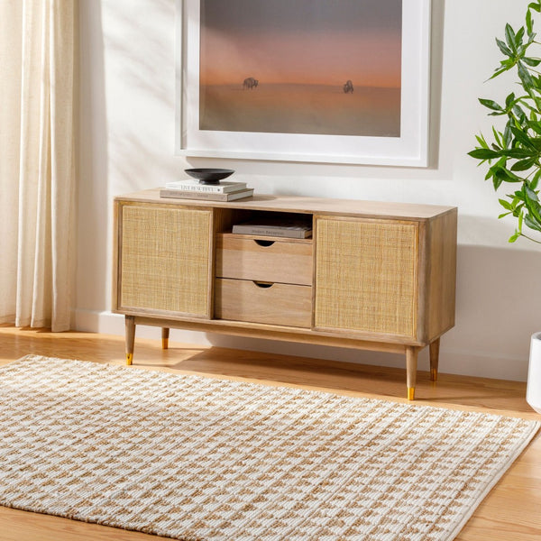 Livabliss Jean Handwoven Flatweave Runner Recycled Fabric Jute Artisan Craft for Hallway or Kitchen Ivory, Beige 6' x 9' JEA2309-69