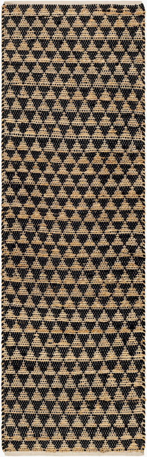 Livabliss Jean Handwoven Jute Recycled Fabric Flatweave Runner Rug for Hallway or Entryway Black, Tan 2'6" x 8' JEA2310-268