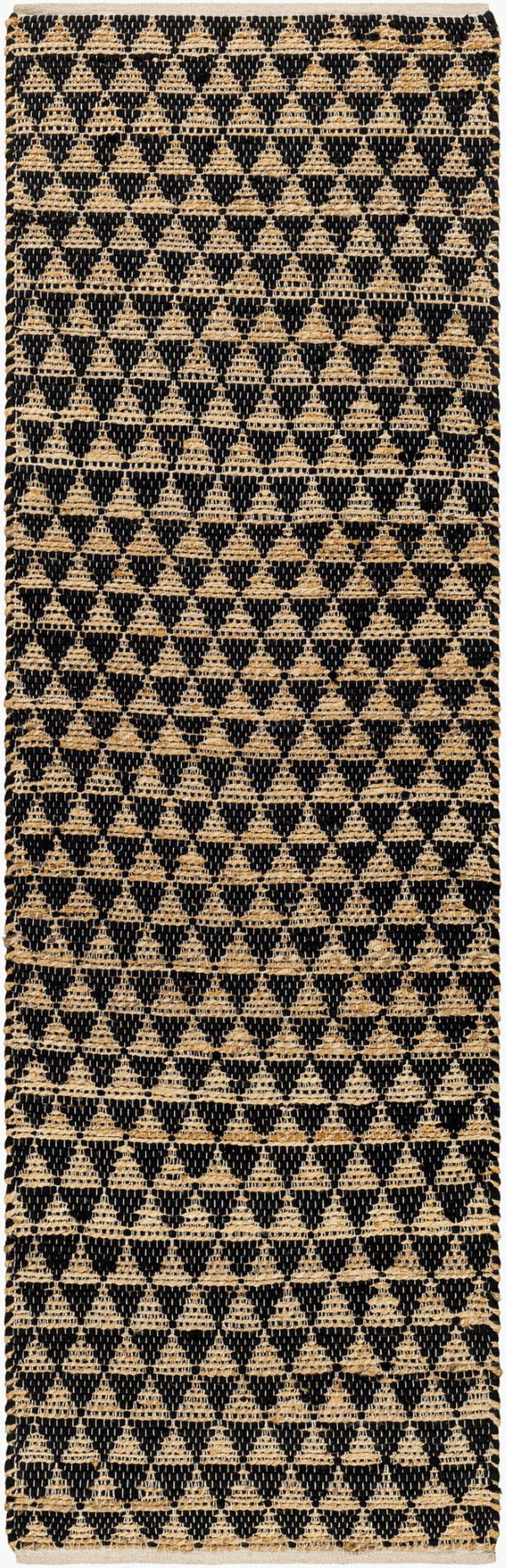Livabliss Jean Handwoven Jute Recycled Fabric Flatweave Runner Rug for Hallway or Entryway Black, Tan 2'6" x 8' JEA2310-268