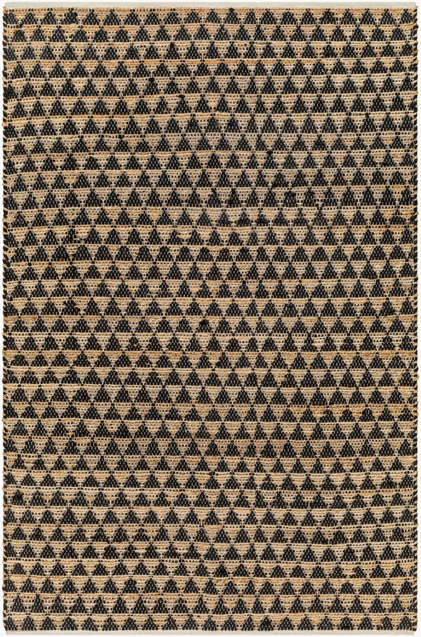 Livabliss Jean Handwoven Jute Recycled Fabric Flatweave Runner Rug for Hallway or Entryway Black, Tan 27" x 45" JEA2310-2745