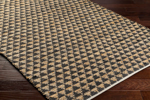 Livabliss Jean Handwoven Jute Recycled Fabric Flatweave Runner Rug for Hallway or Entryway Black, Tan 2'6" x 8' JEA2310-268