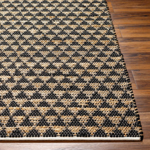 Livabliss Jean Handwoven Jute Recycled Fabric Flatweave Runner Rug for Hallway or Entryway Black, Tan 2'6" x 8' JEA2310-268