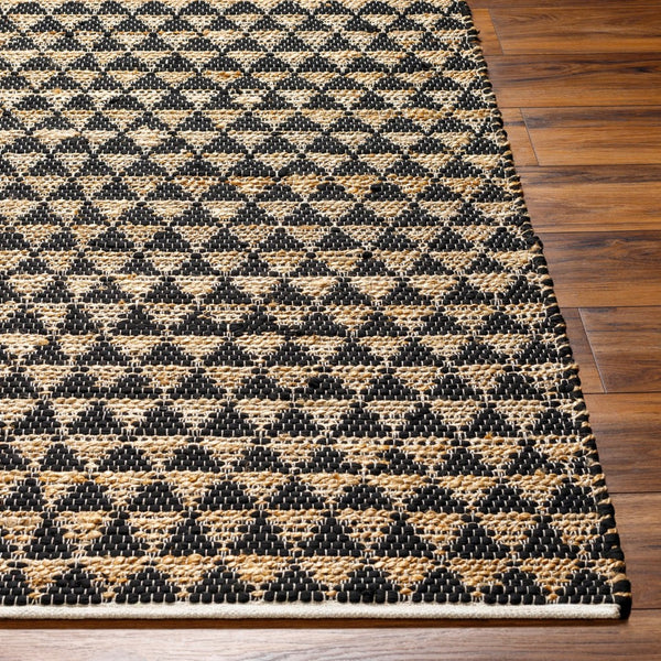Livabliss Jean Handwoven Jute Recycled Fabric Flatweave Runner Rug for Hallway or Entryway Black, Tan 2'6" x 8' JEA2310-268