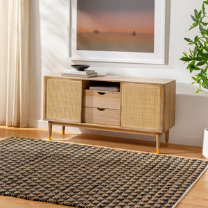 Livabliss Jean Handwoven Jute Recycled Fabric Flatweave Runner Rug for Hallway or Entryway Black, Tan 27" x 45" JEA2310-2745
