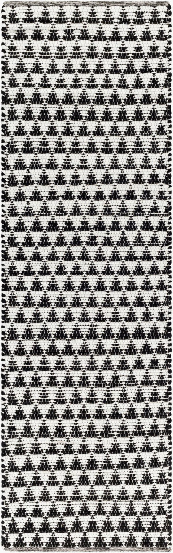 Livabliss Jean Handwoven Jute Recycled Fabric Flatweave Runner Rug for Entryways and Hallways Ivory, Black 2'6" x 8' JEA2311-268