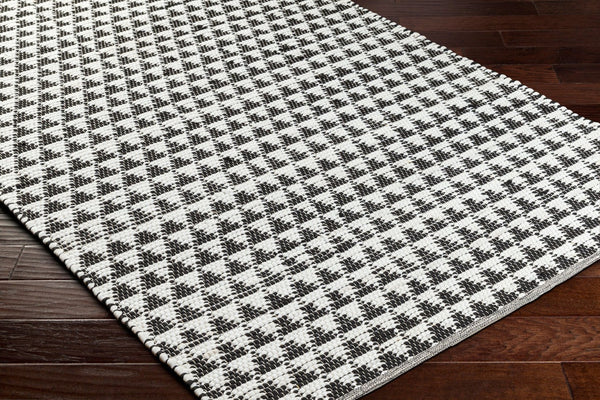 Livabliss Jean Handwoven Jute Recycled Fabric Flatweave Runner Rug for Entryways and Hallways Ivory, Black 8' x 10' JEA2311-810
