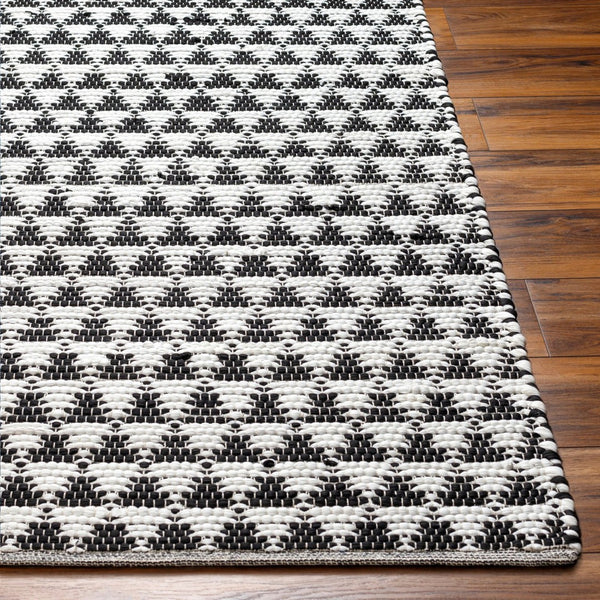 Livabliss Jean Handwoven Jute Recycled Fabric Flatweave Runner Rug for Entryways and Hallways Ivory, Black 8' x 10' JEA2311-810