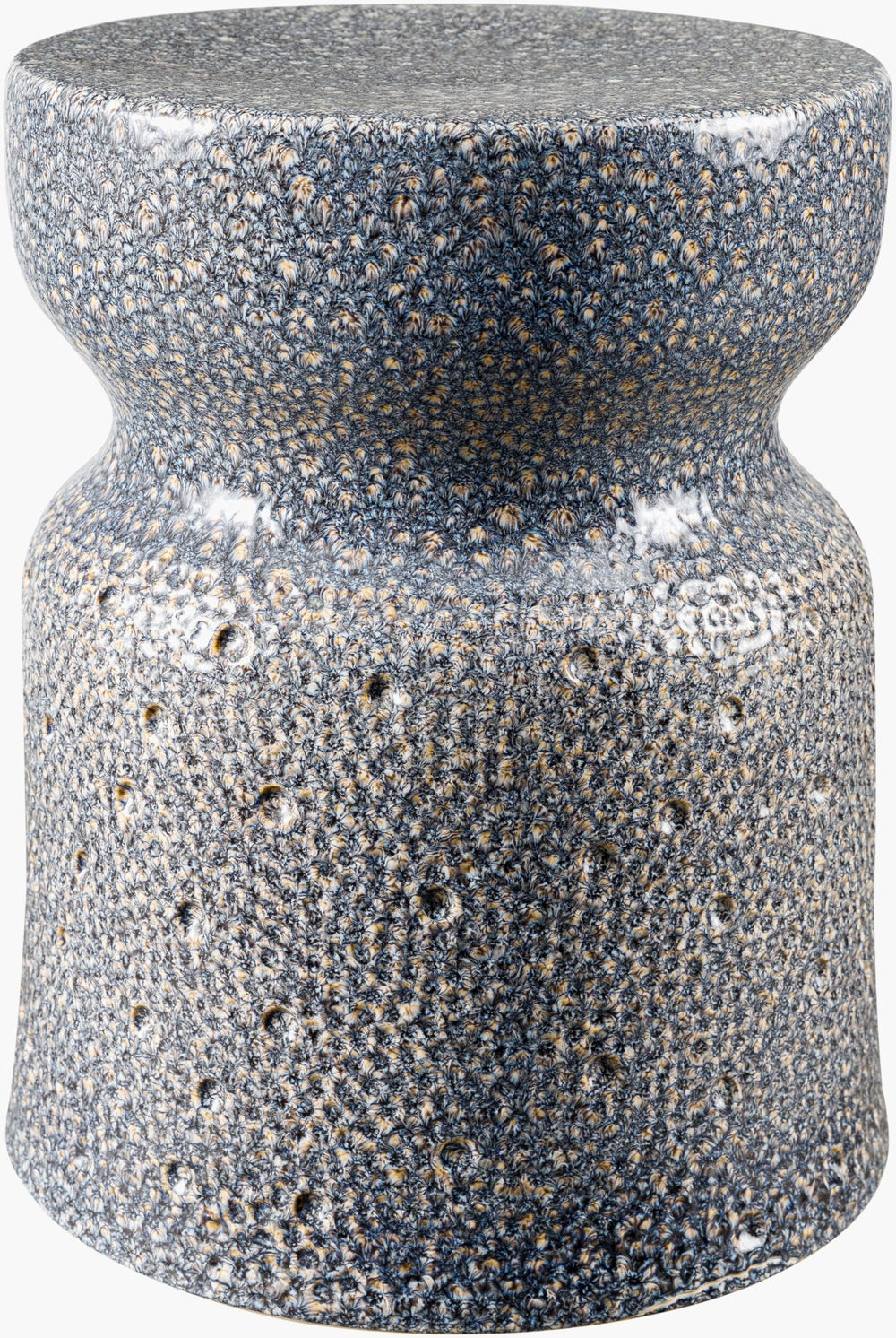 Surya Jewels 17"H Ceramic Garden Stool - Elegant, Durable, Outdoor-safe End Table For Home Decor Top, Blue Ceramic,Ceramic Jee001-171313