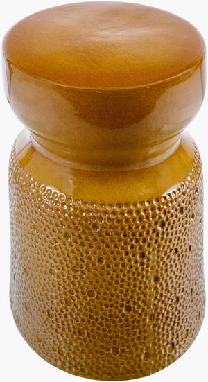 Surya Jewels 17"H Ceramic Garden Stool - Elegant, Durable, Outdoor-safe End Table For Home Decor Top, Mustard,Base, Mustard Ceramic,Ceramic Jee002-171313