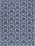 Nourison Horizon Indoor/Outdoor HOZ01 Machine Made Power-loomed Borderless Design Indoor/Outdoor Modern Outdoor Rug Navy, Navy 88% Polypropylene,12% Polyester 841491126523