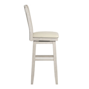 Homelegance By Top-Line Juliette Slat Back Bar Height Wood Swivel Bar Stool White Rubberwood