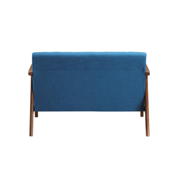 English Elm Christopher Knight Home® - LYDIA Mid-Century Modern 2-Seater Sofa with Button Tufting and Bentwood Arms, Retro Chic Upholstery Navy Blue 63832.00NBLU