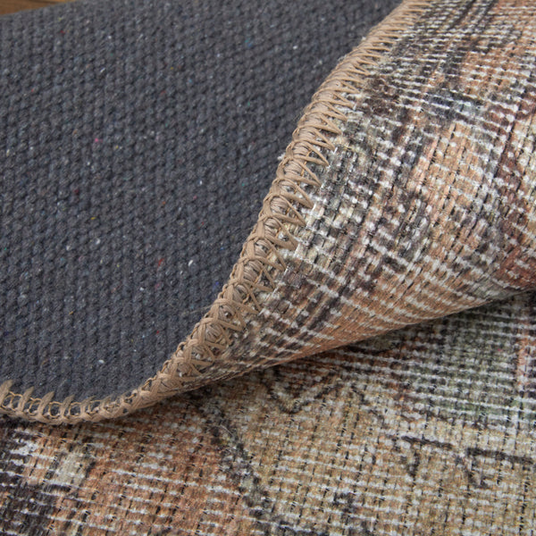 Feizy Rugs Percy Transitional Medallion Rug - Durable Machine Washable Design With Timeless Distressed Charm Orange,Brown,Taupe Polyester,Cotton,Viscose Prc39alfbrnrstf71