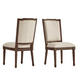 Homelegance By Top-Line Mayer Ornate Linen and Wood Dining Chairs (Set of 2) Beige Rubberwood