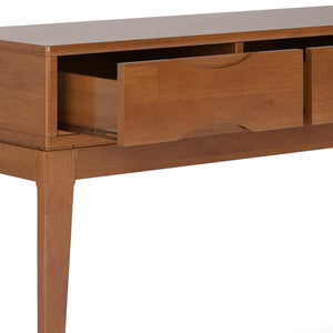 English Elm Harper Console Sofa Table - Mid-Century Style, Teak Brown Finish, Versatile Storage Solution B136P158708