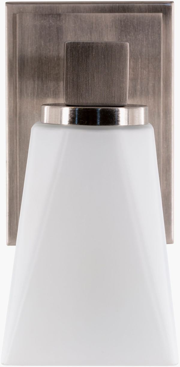 Surya Jemez Wall Sconce Lighting - Elegant 9" Metal & Glass Fixture For Stylish Home Illumination Fixture, Metallic ,Nickel Iron,Glass Jem-001