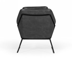 VIG Furniture Jennifer Industrial Dark Grey Eco-Leather Accent Chair — Mid-Century Modern, Slope Arms, Sturdy Metal Frame VGBNEC-090-DKGRY